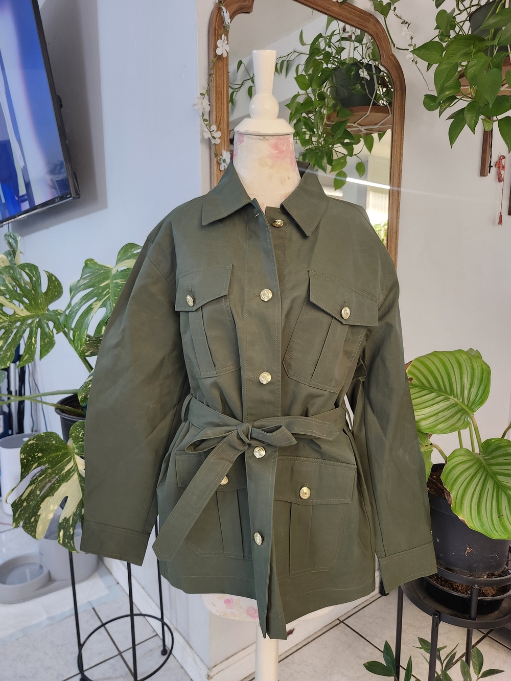 Tommy Hilfiger Olive Utility Belted Jacket